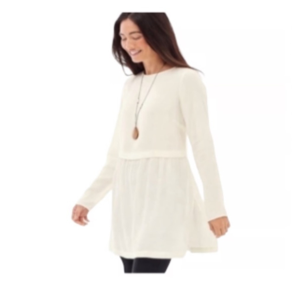J. Jill Long Sleeve Rayon Tunic Blouse Size XL Cream